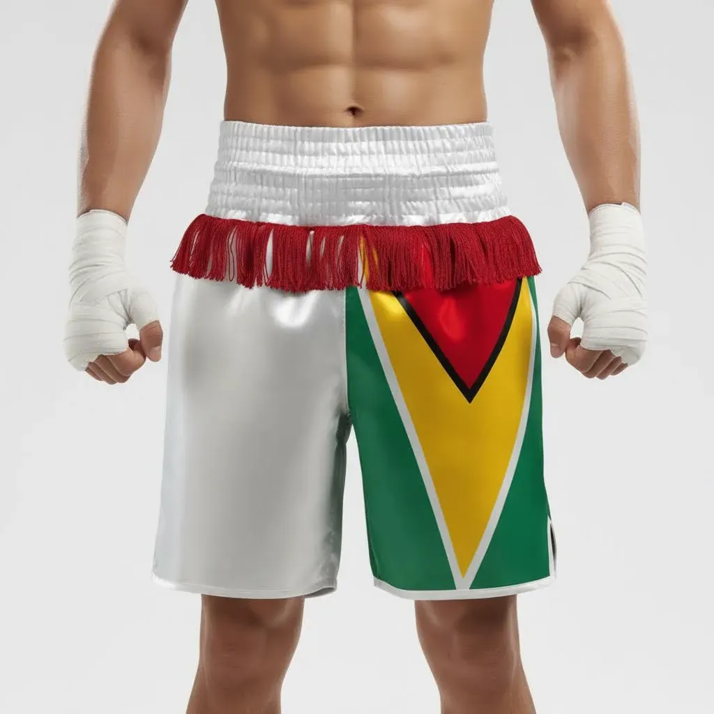 Classic BX Elton White & Yellow & Red & Green Custom Boxing Shorts & Trunks