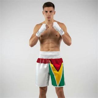 Classic BX Elton White & Yellow & Red & Green Custom Boxing Shorts & Trunks