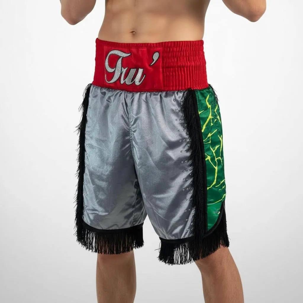 Thor BX Zayye Silver & Green & Red Custom Boxing Shorts & Trunks