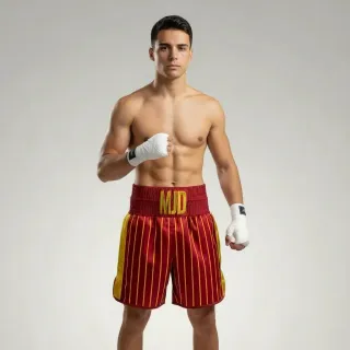 Star fall BX Malachy Red & Yellow Gold Custom Boxing Shorts & Trunks