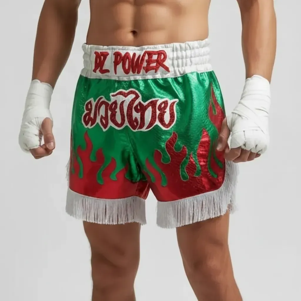 Fire MTS Raid Greeen & Red Muay Thai Shorts