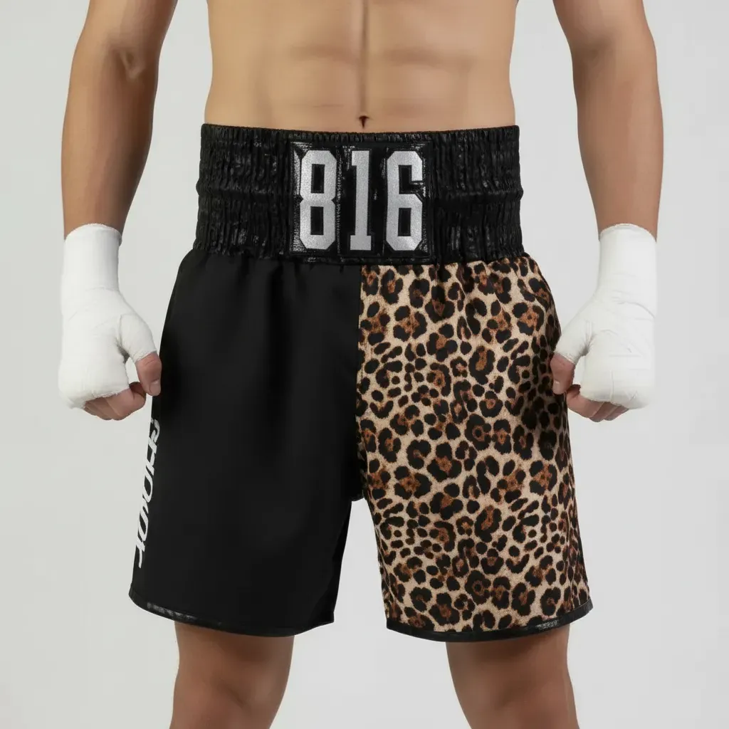 Haringey BX Dakota  Black & Leopard Custom Boxing Shorts & Trunks
