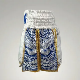 Tribal Gla Immy White & Gold & Blue Gladiator Shorts