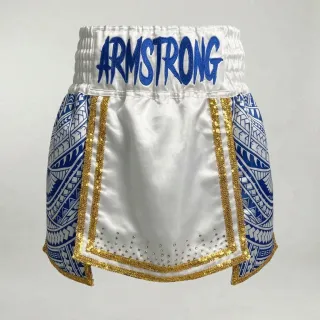 Tribal Gla Immy White & Gold & Blue Gladiator Shorts