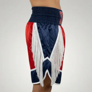 Bilal BX Shea Red & Navy Blue & White Custom Boxing Shorts & Trunks