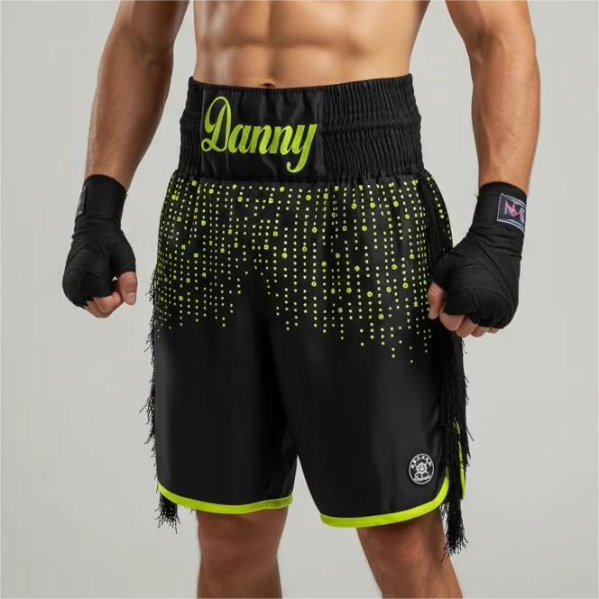Classic BX Sammyjo   Black & Neon Yellow Green Custom Boxing Shorts & Trunks