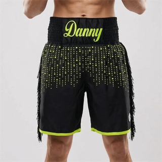 Classic BX Sammyjo Black & Neon Yellow Green Custom Boxing Shorts & Trunks