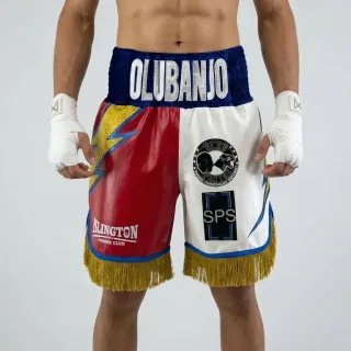 Lightning BX Shadrach Blue & White & Red Custom Boxing Shorts & Trunks