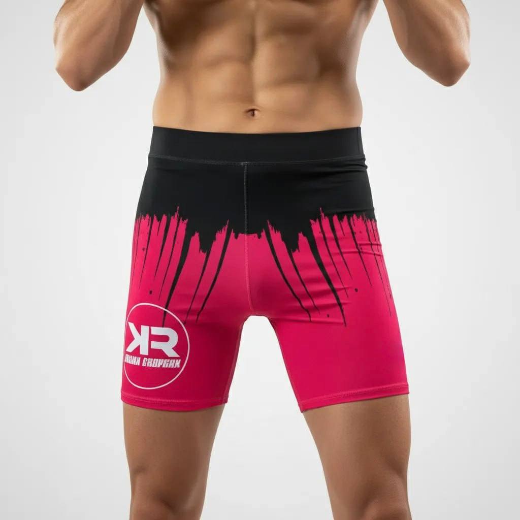 Shine bright  Vale Tudo  Murat Pink & Black Compression Shorts