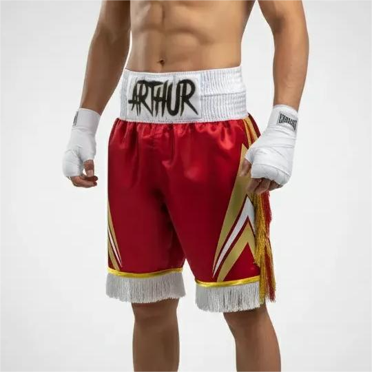 Lightning Bolt BX Arthur Ruby Red & King Gold Custom Boxing Shorts & Trunks
