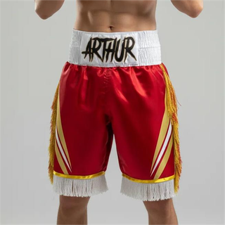 Lightning Bolt BX Arthur Ruby Red & King Gold Custom Boxing Shorts & Trunks