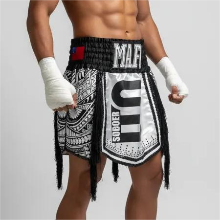 Tribal Gla Sitiveni  White & Black Gladiator Shorts
