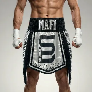 Tribal Gla Sitiveni  White & Black Gladiator Shorts
