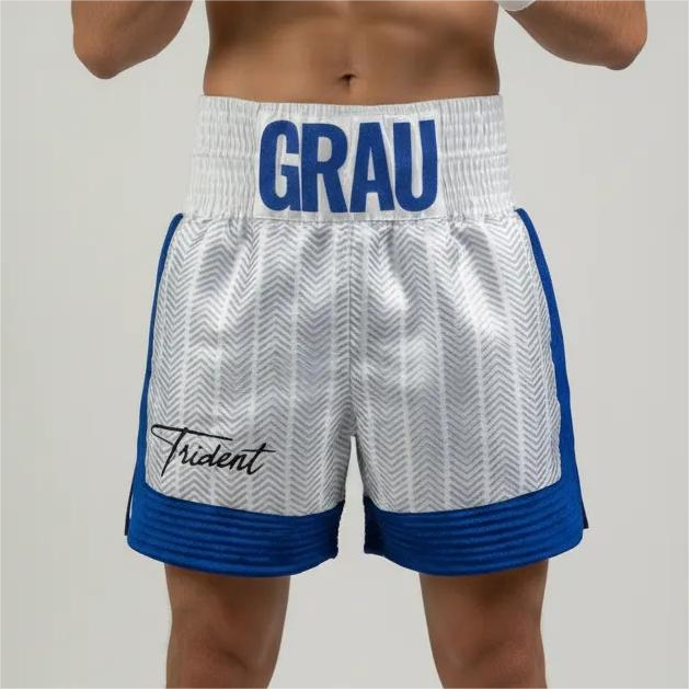 King Ryan BX Enzo White & Blue Custom Boxing Shorts & Trunks