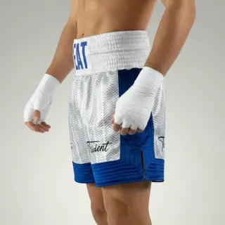 King Ryan BX Enzo White & Blue Custom Boxing Shorts & Trunks