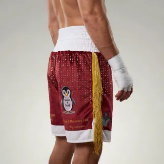 Flex BX Luke Red & White & Gold Custom Boxing Shorts & Trunks