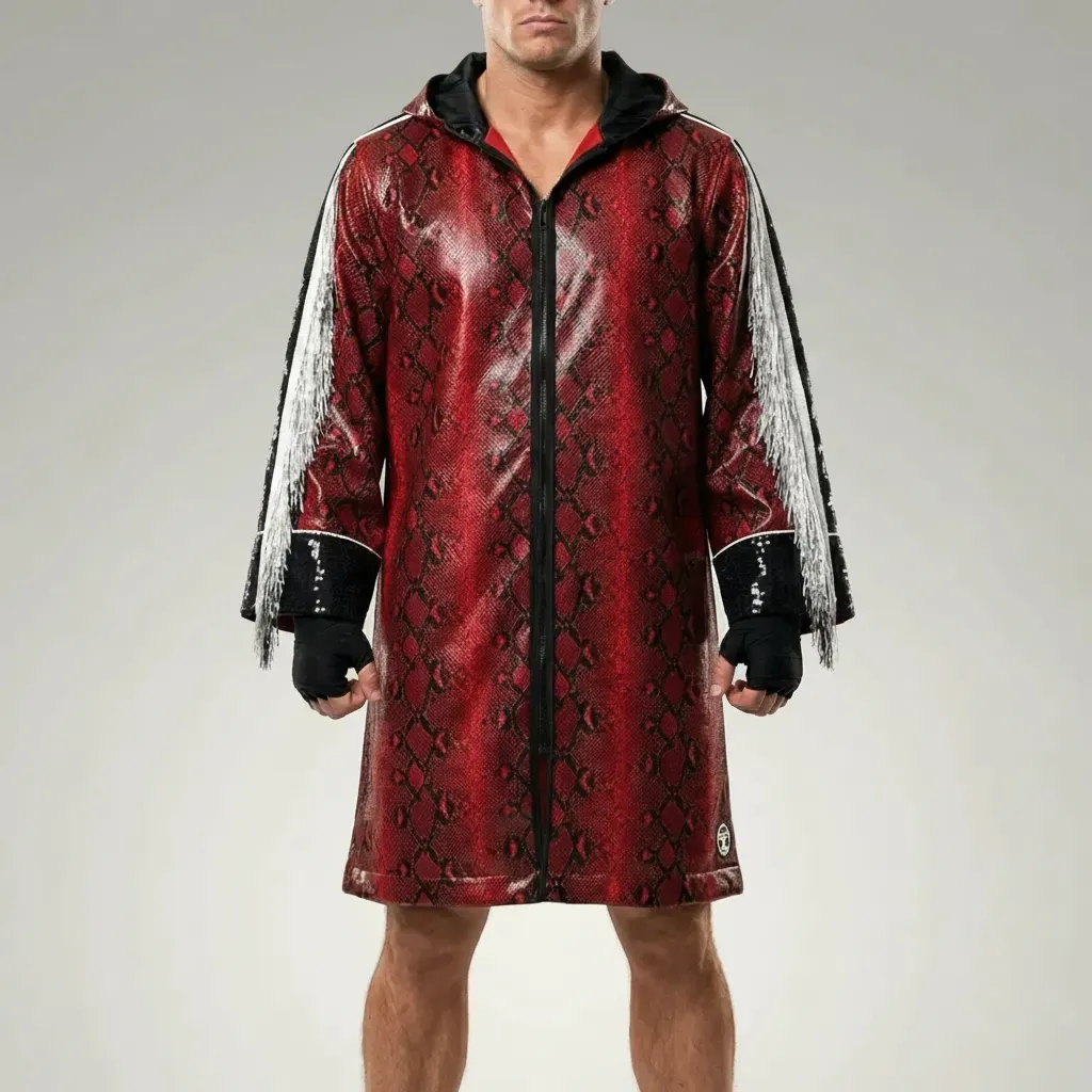 Stripe Zip Robe  Darren Red Snake Robes