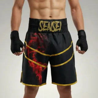 Jazzy BX Ravil Black & King Gold Custom Boxing Shorts & Trunks