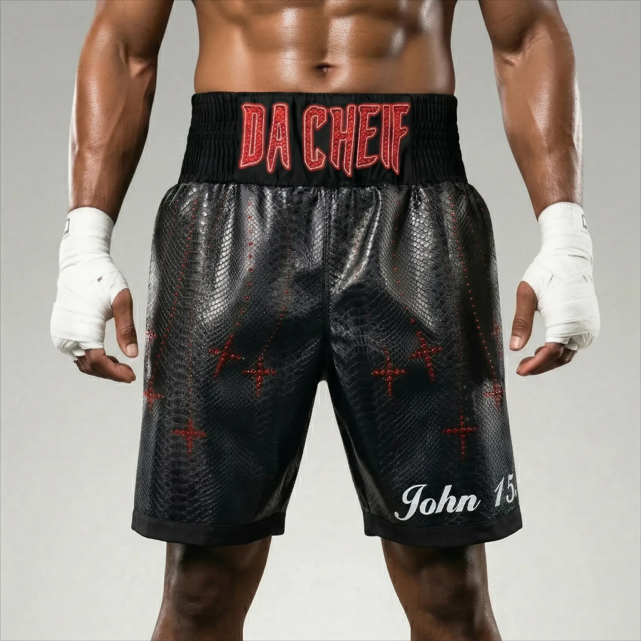 Classic BX 204890  Black & Red Custom Boxing Shorts & Trunks