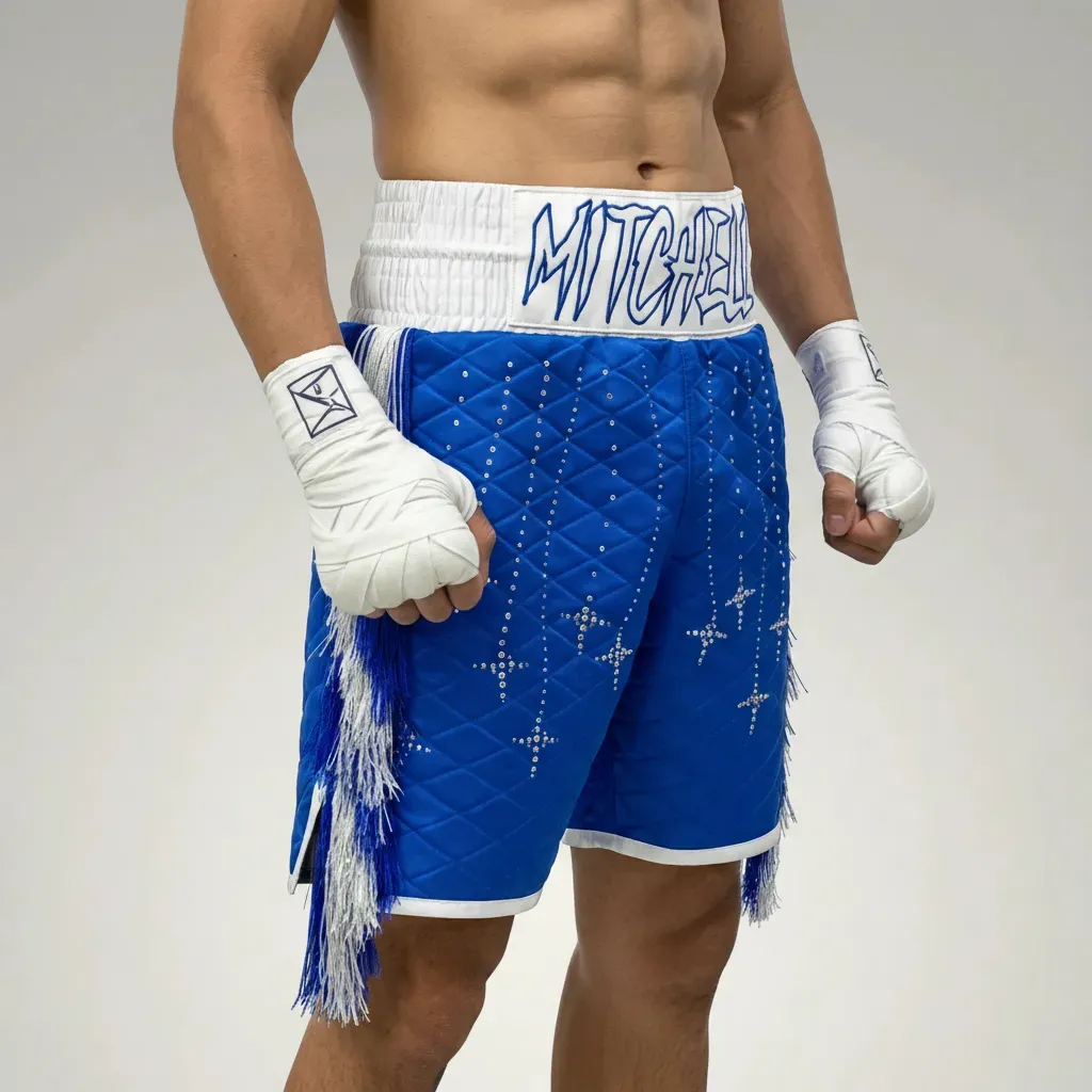 Classic BX dale Blue & White Custom Boxing Shorts & Trunks