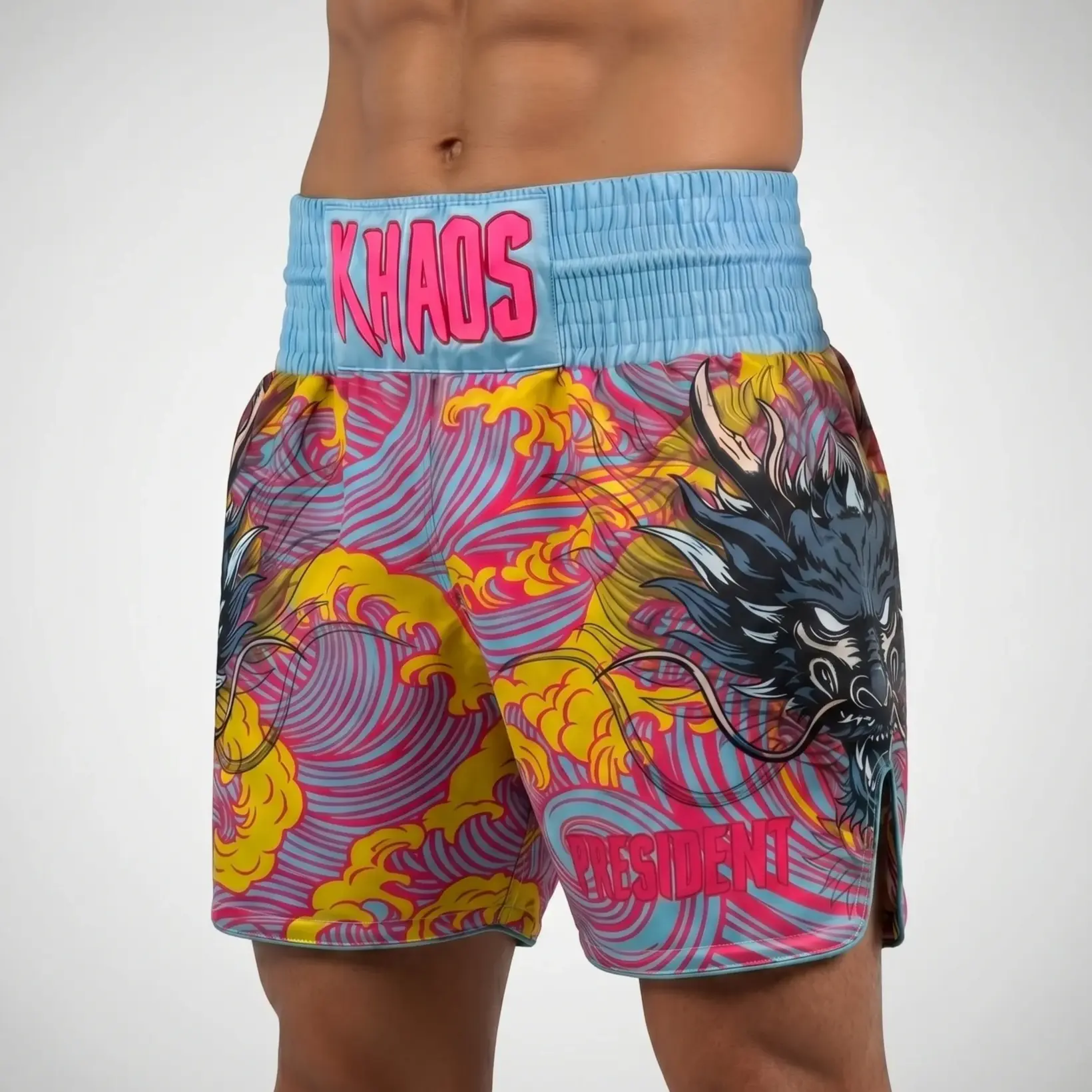 Tatsu Storm MTS Nic Blue & Pink Muay Thai Shorts