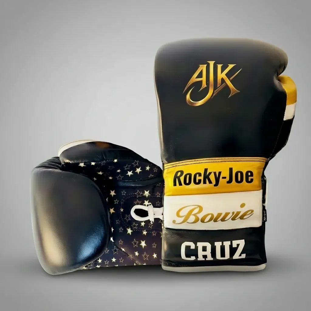 Impact Pro Custom Black&Gold&White&Black Gold Stars Seamless Prints Antony K Boxing Gloves