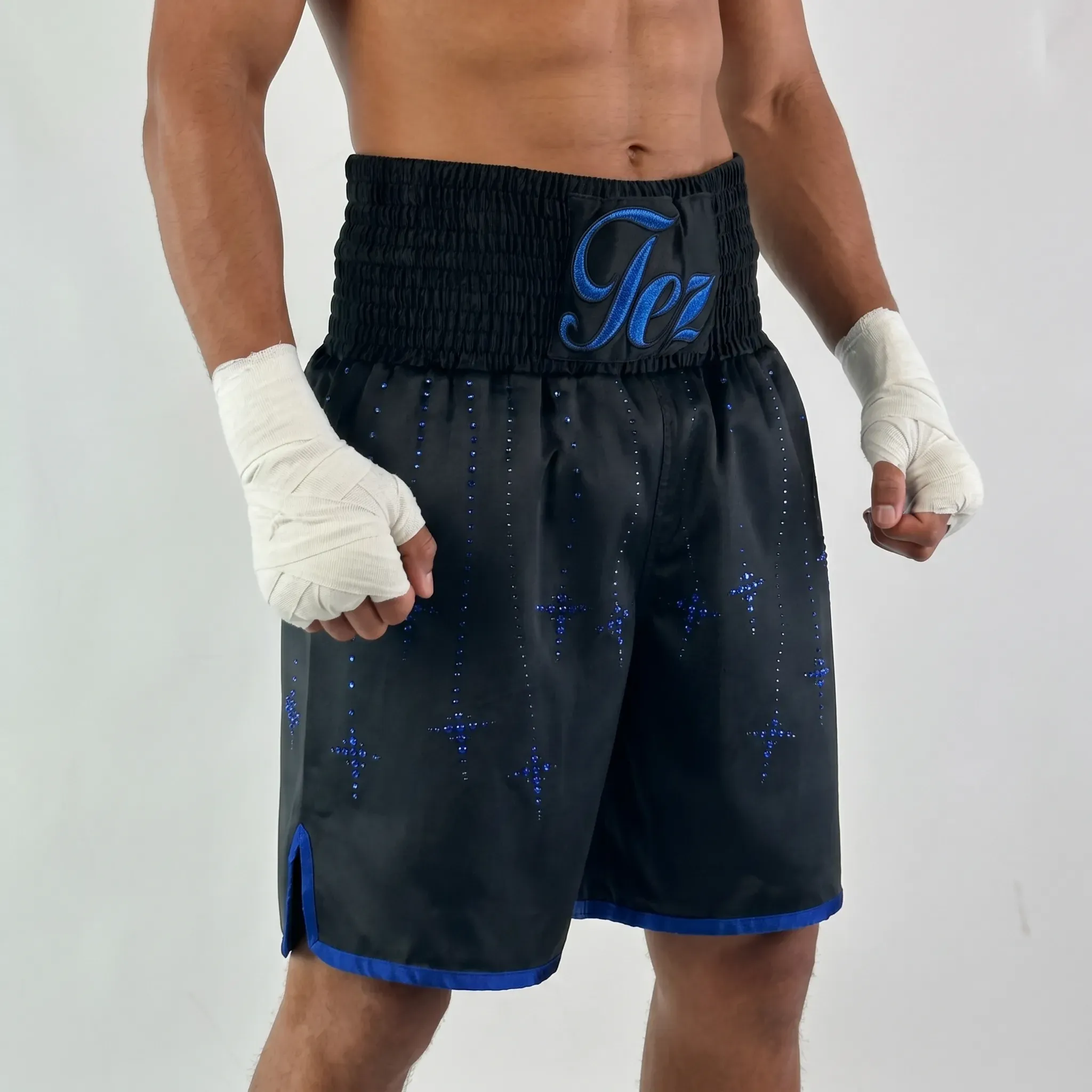 Classic BX Charlie Black &  Blue Custom Boxing Shorts & Trunks