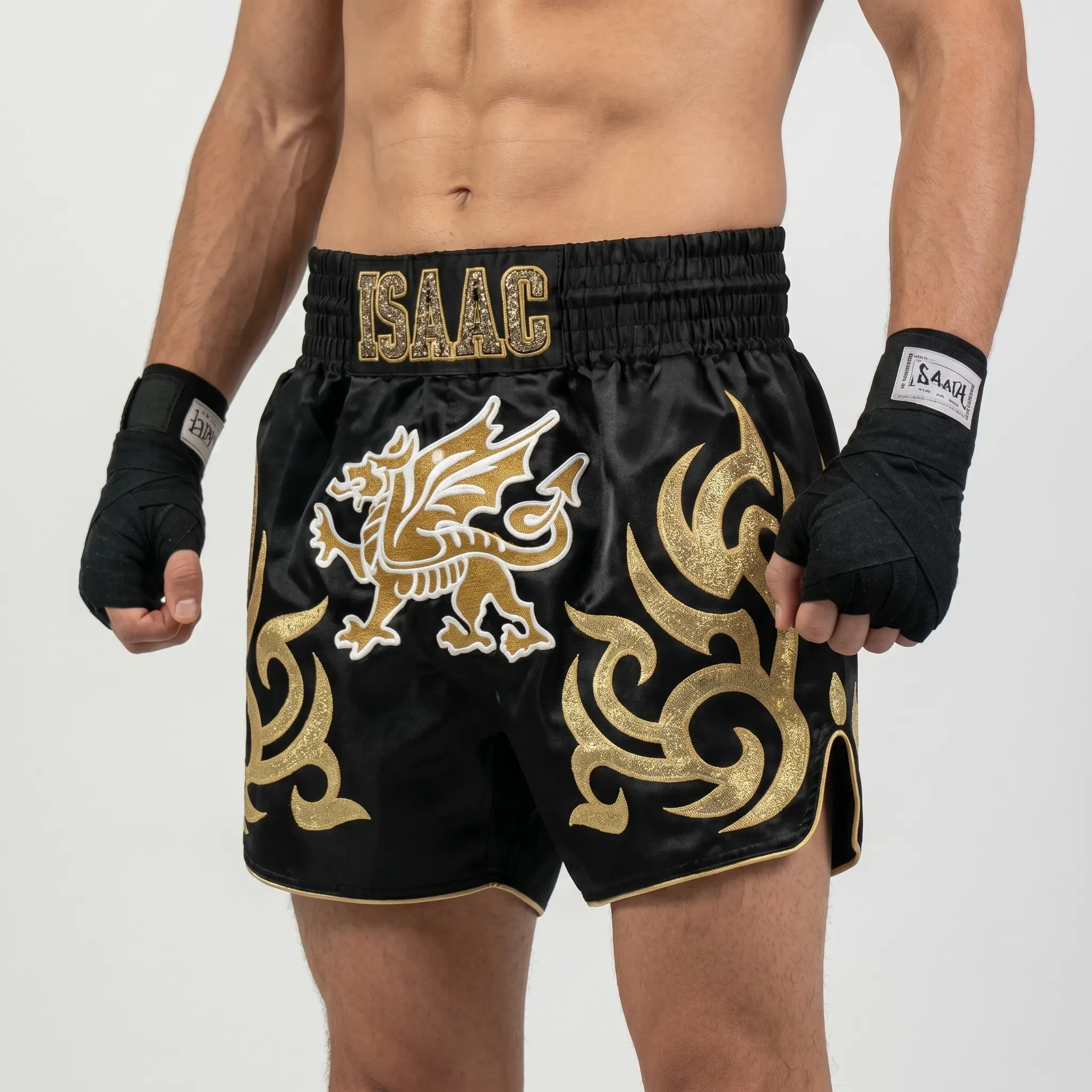 THAI KANOK MTS Daniel Black & Gold Muay Thai Shorts