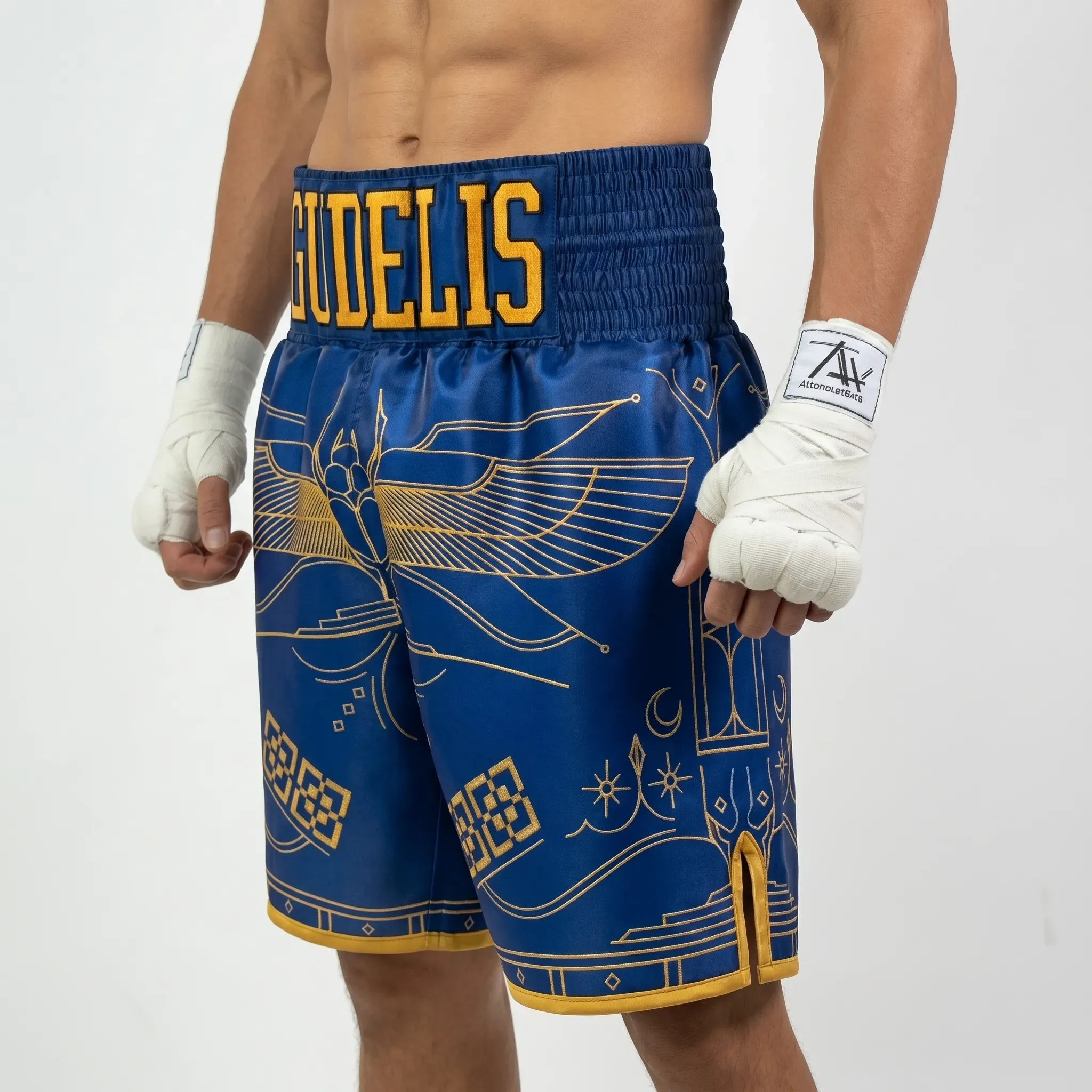 Egyptian BX Tadas Deep Ocean & Yellow Gold Custom Boxing Shorts & Trunks