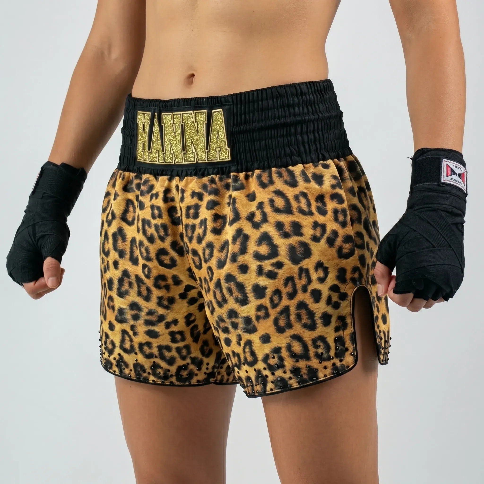 Classic MTS johanna  Gold leopard Muay Thai Shorts