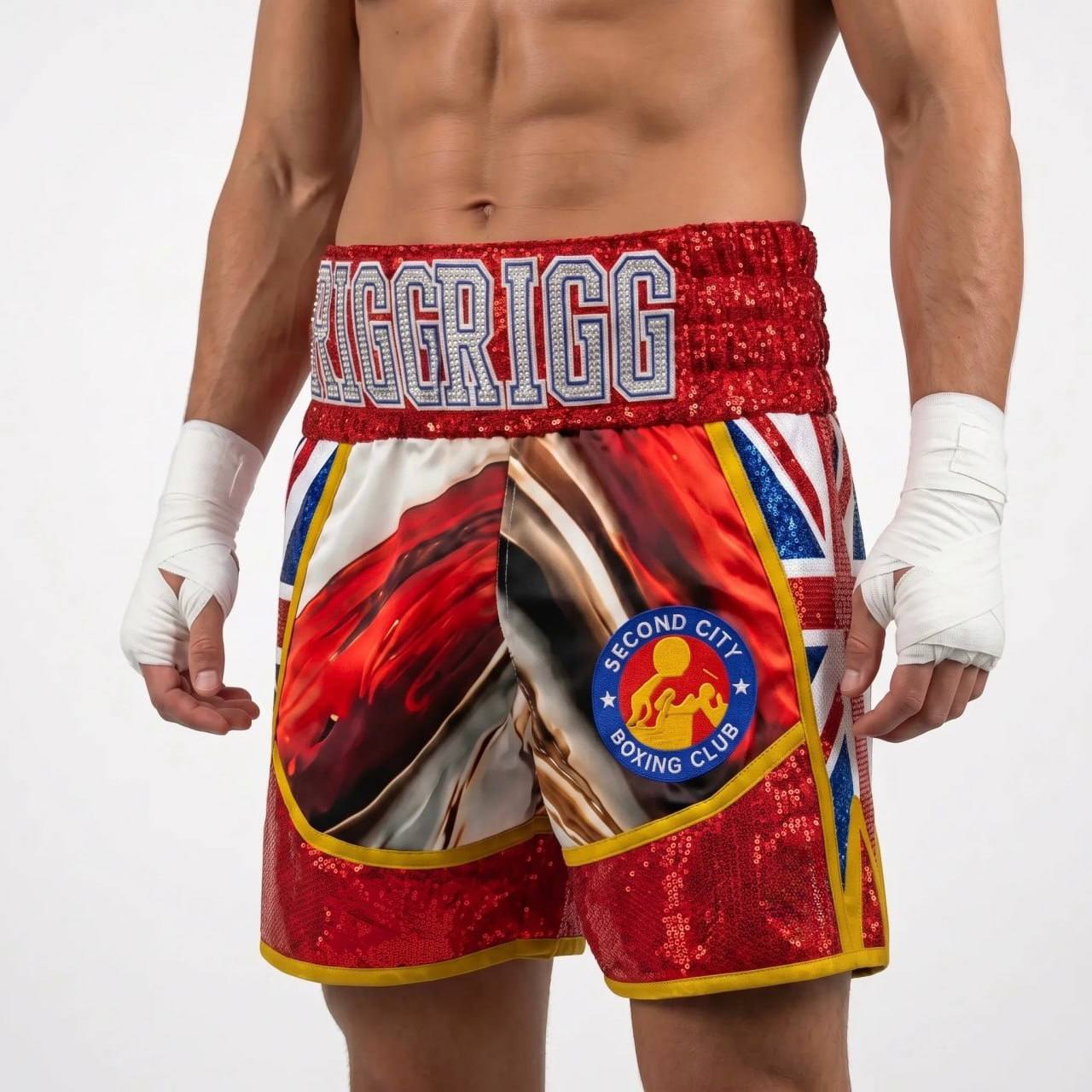 Brit II BX Liam White & Blue & Red Custom Boxing Shorts & Trunks