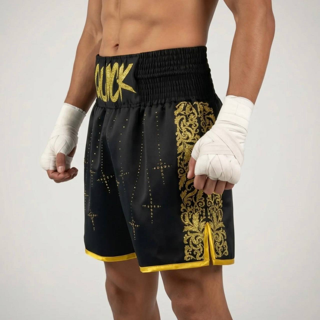 Royal BX Quordezz Black  & KingGold Custom Boxing Shorts & Trunks