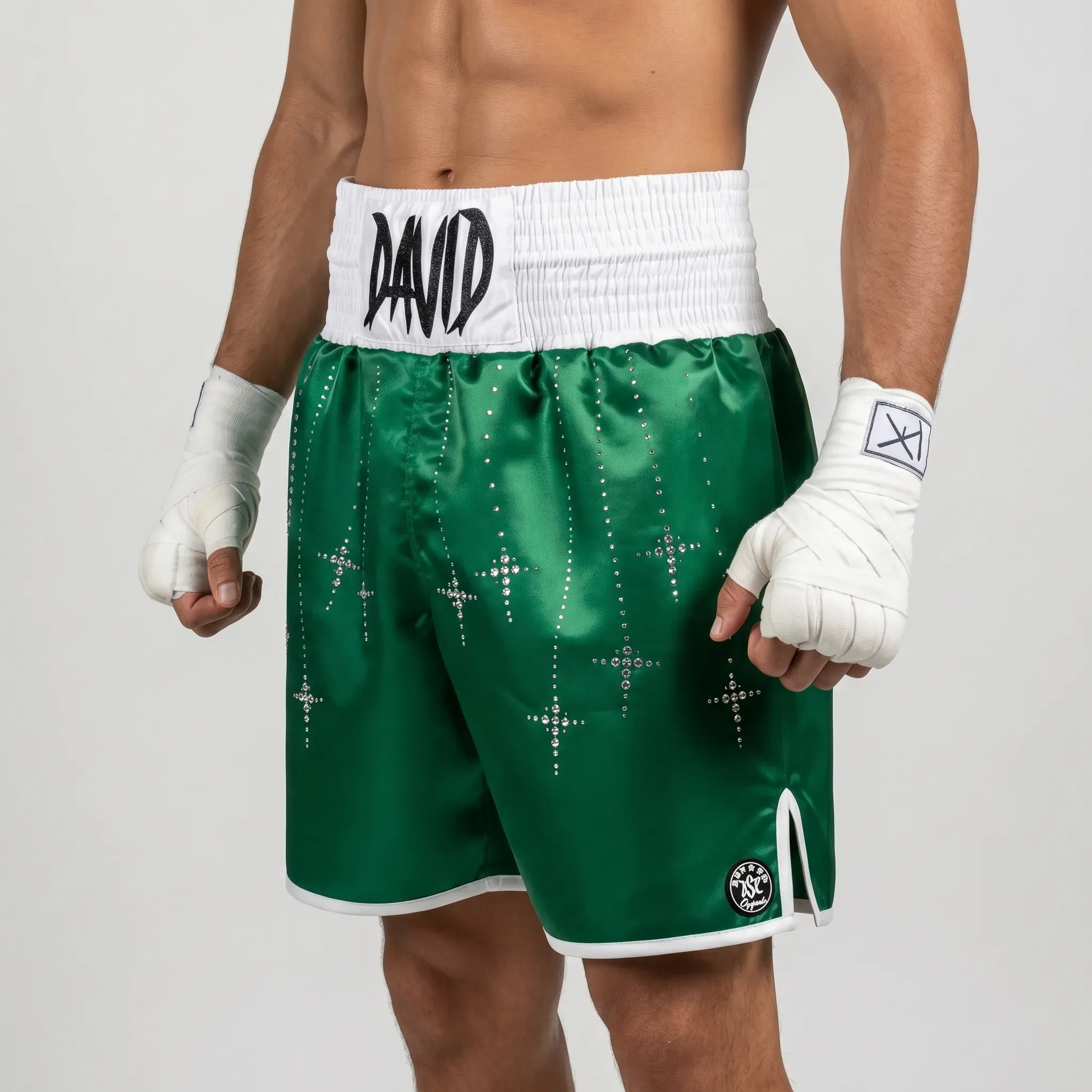Classic BX David White & Green Custom Boxing Shorts & Trunks