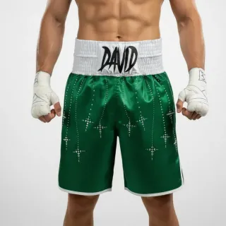 Classic BX David White & Green Custom Boxing Shorts & Trunks