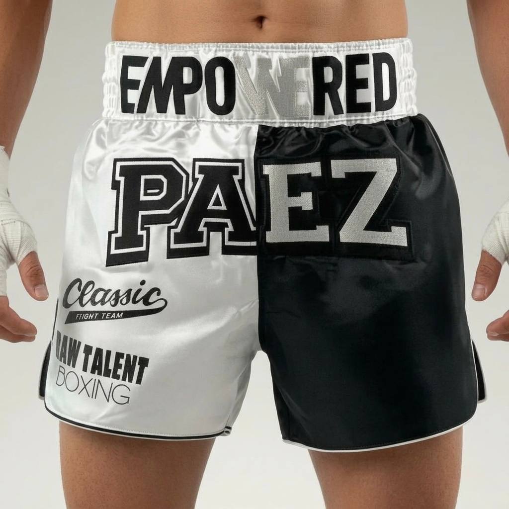Haringey MTS diego White & Black Muay Thai Shorts