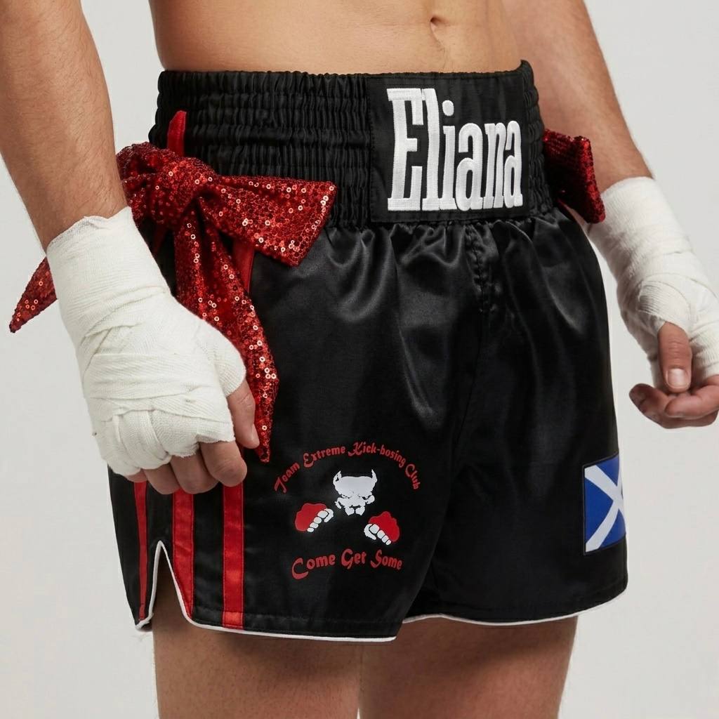 WINNER MTS Eliana Black & Red Muay Thai Shorts
