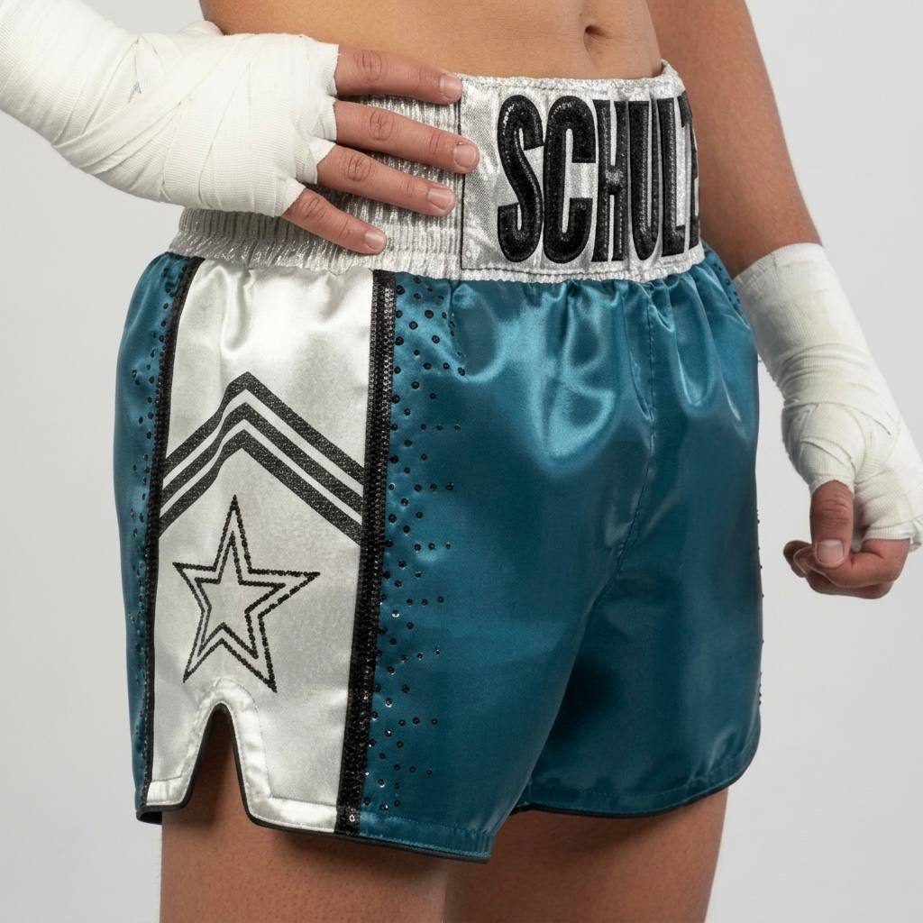 Fight Squad MTS Christina Blue & Silver Muay Thai Shorts