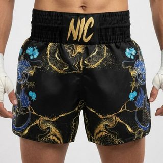 DRAGON MTS Georgia Black Gold & Blue Muay Thai Shorts