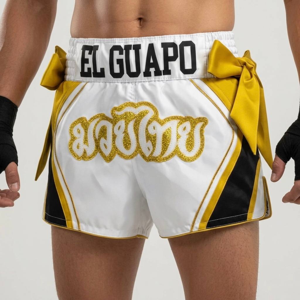 King Cobra MTS Rafael White & King Gold & Black Muay Thai Shorts