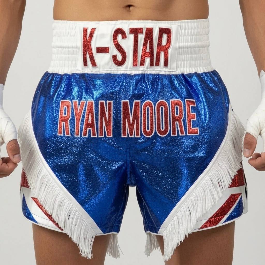 BRIT MTS Ryan Blue & Red & White Muay Thai Shorts