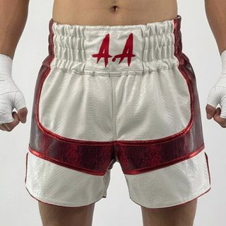 ENFORCER MTS Ties White & Red Snake Muay Thai Shorts