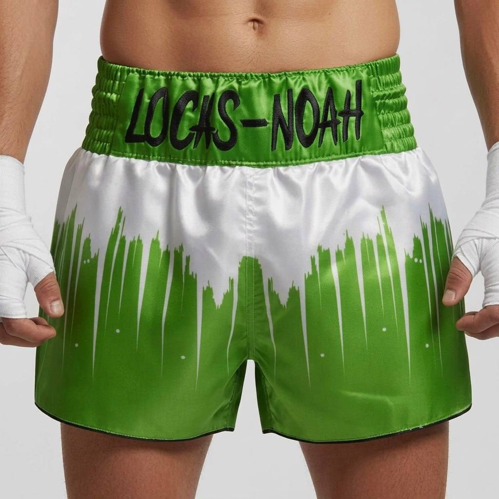 Shine bright MTS Caroline White & Lime Muay Thai Shorts