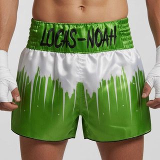 Shine bright MTS Caroline White & Lime Muay Thai Shorts