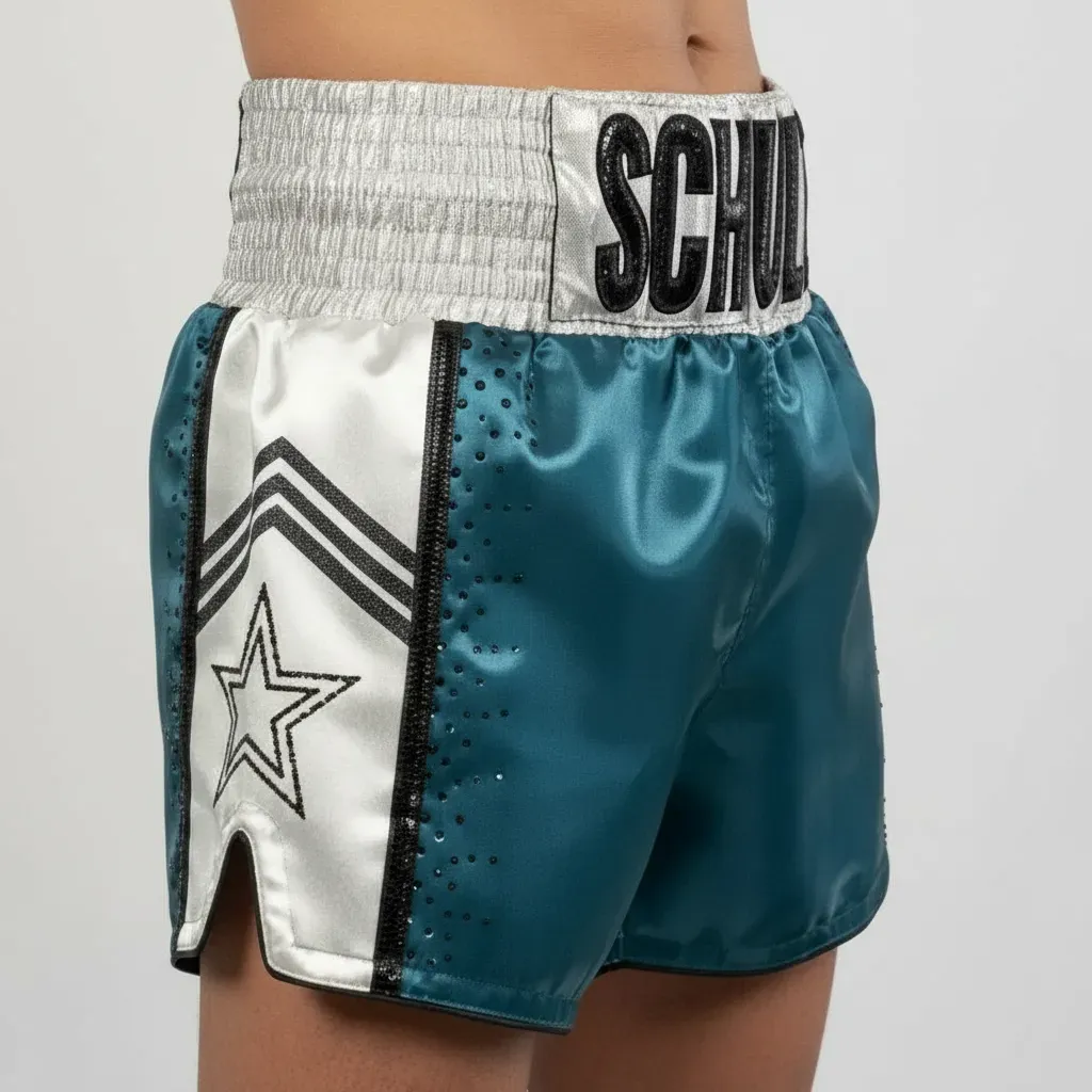 Fight Squad MTS Christina Blue & Silver Muay Thai Shorts