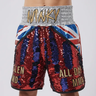 Brit BX Thomas Red & Blue Custom Boxing Shorts & Trunks