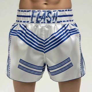 White & Carl Z Muay Thai Shorts with Thin Waistband Triangle design