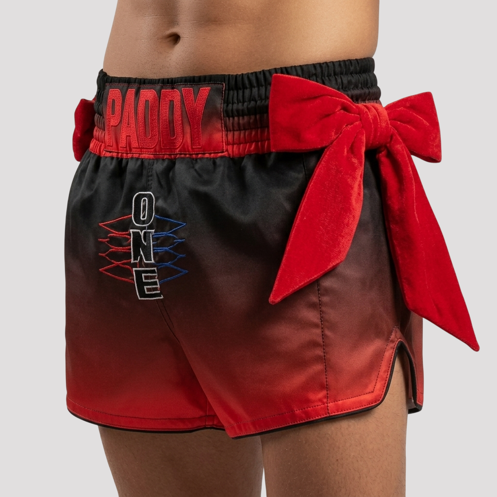 The Gen One MTS Sarah Red to Balck Muay Thai Shorts