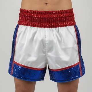 GEO MTS Old White & Blue & Red Brady O Muay Thai Shorts