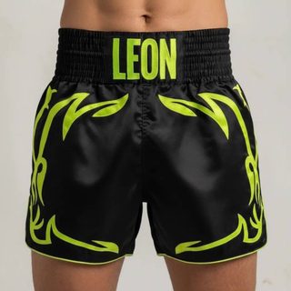 Abbie Black & Neon Yellow Muay Thai Shorts with Thick Waistband