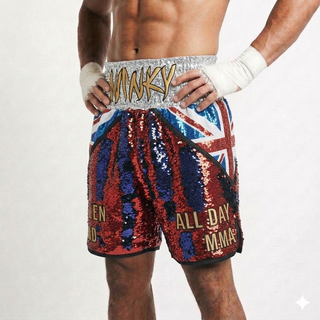 Brit BX Thomas Red & Blue Custom Boxing Shorts & Trunks